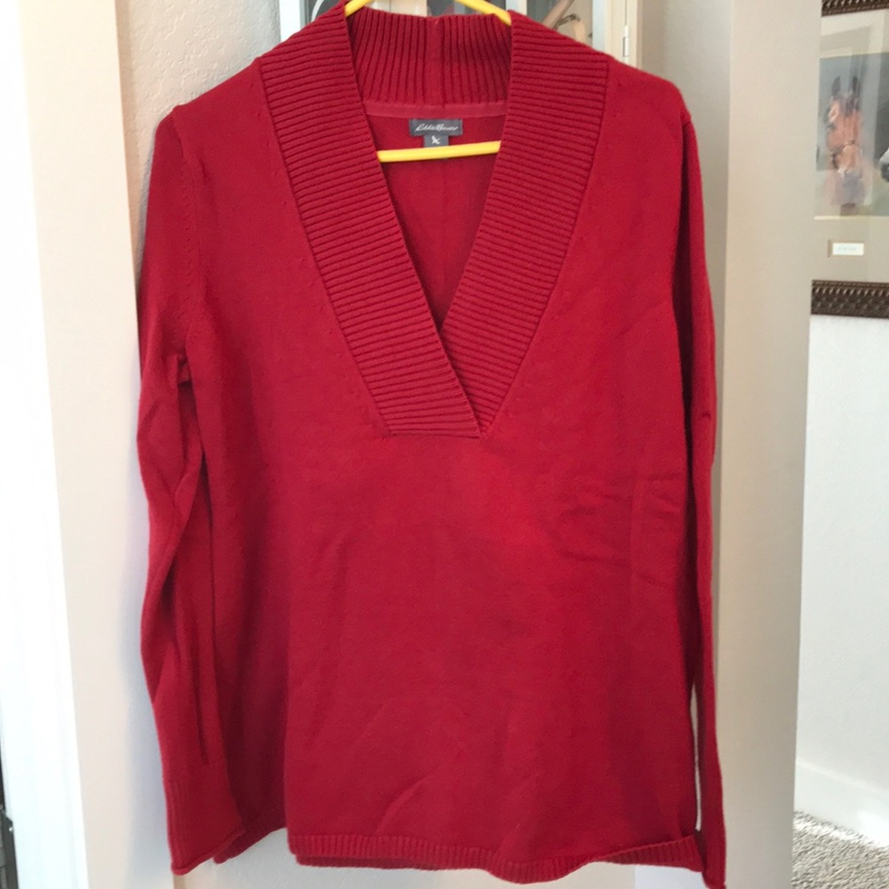Eddie Bauer Ladies V-Neck Cotton sweater size Large
